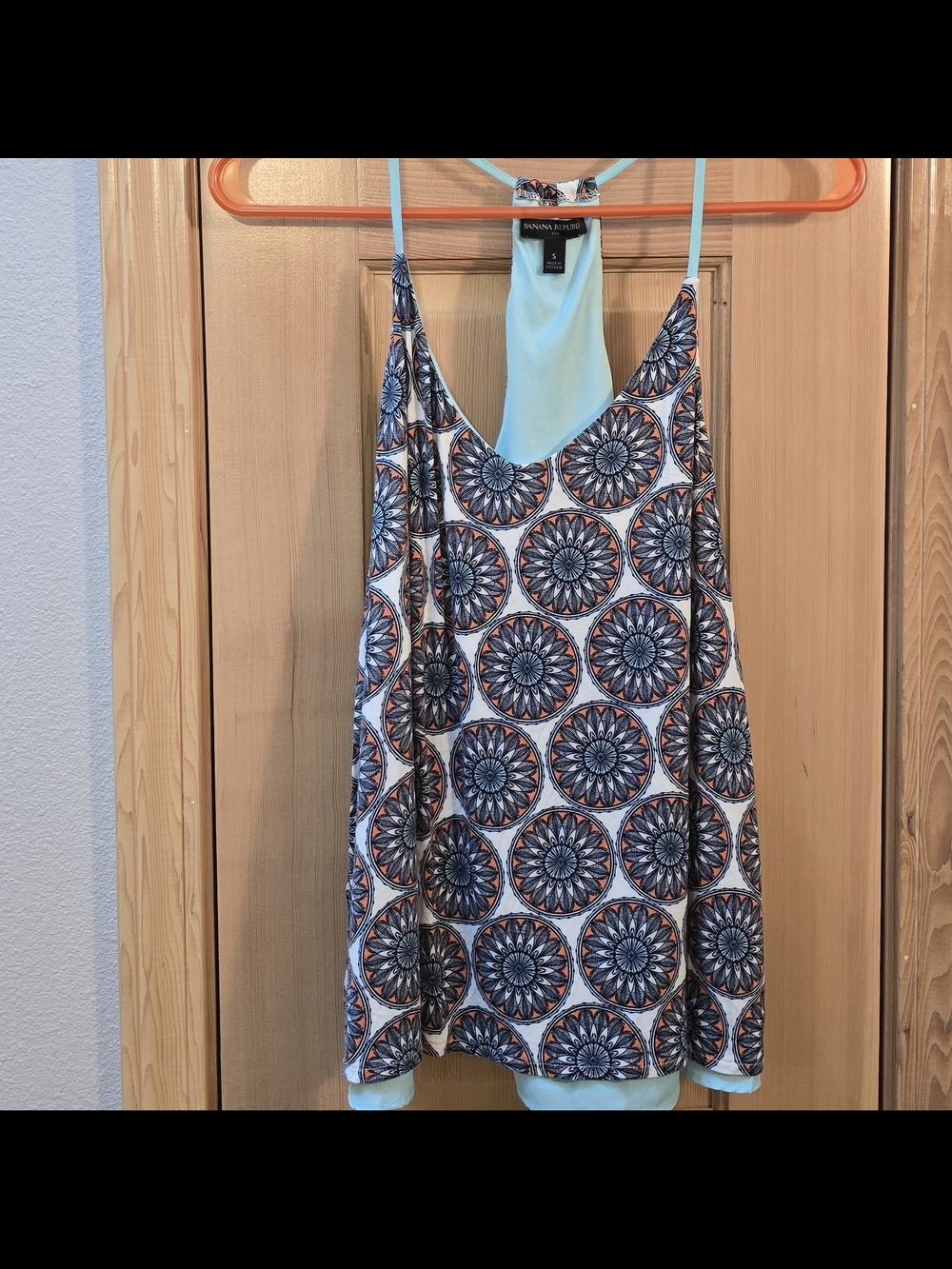 BANANA REPUBLIC FACTORY Tank Top Small Blue/Orange Patterned Medallion Women's